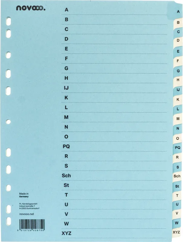NOVOOO Kartonregister A4 40572 blau/beige A-Z 24-teilig