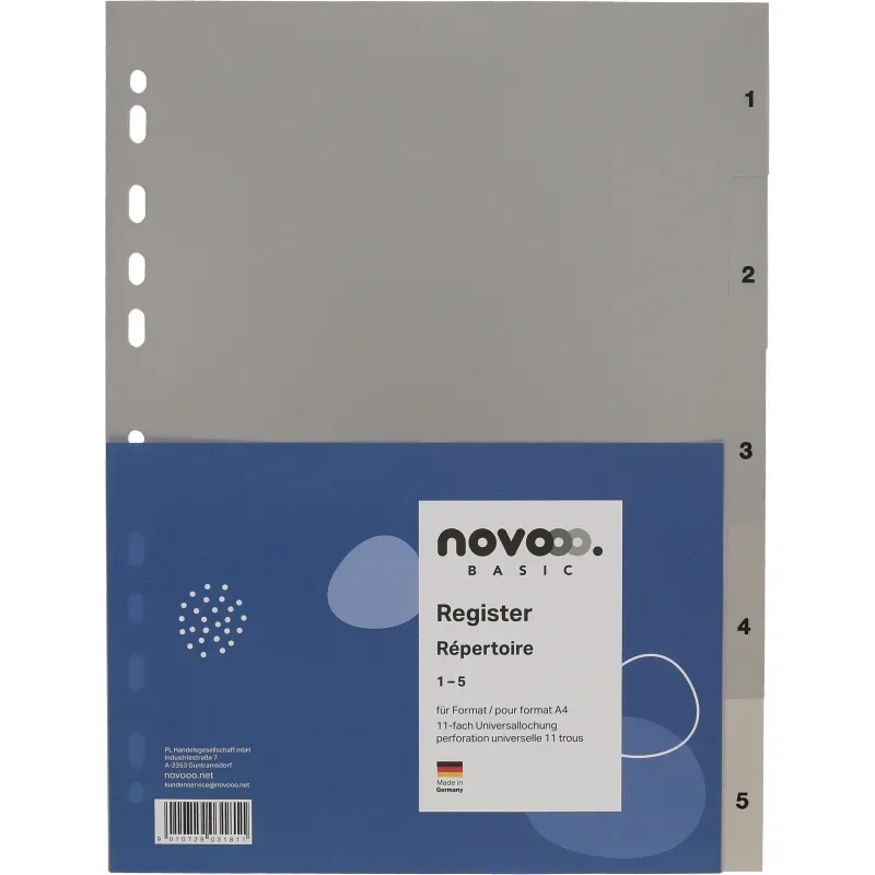 NOVOOO Register PP A4 40931 grau 1-5