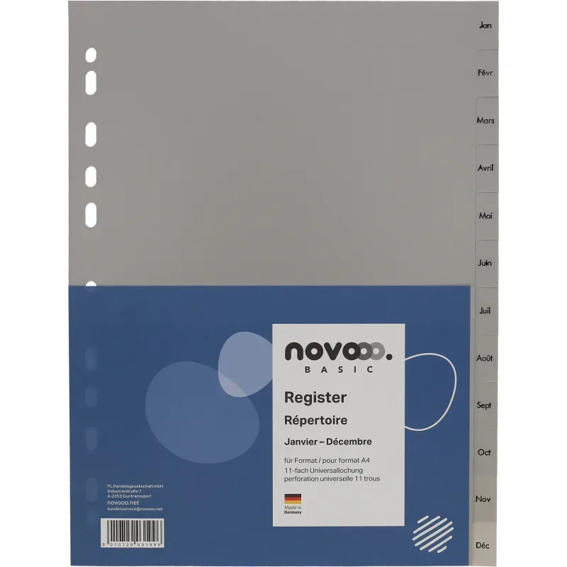 NOVOOO Register PP A4 40952 grau Jan-D&eacute;c FR