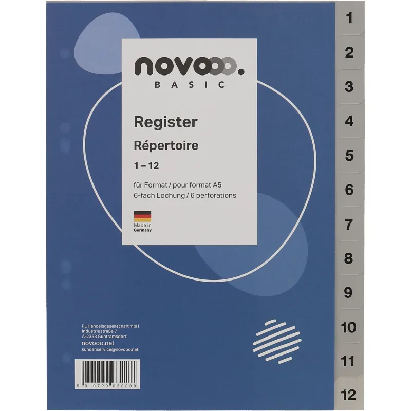 NOVOOO Register PP A5 40977 grau 1-12