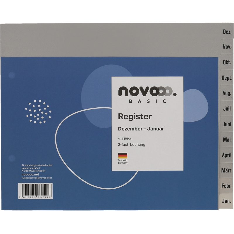 NOVOOO Register PP 1/2 H&ouml;he 40972 grau Dez-Jan DE