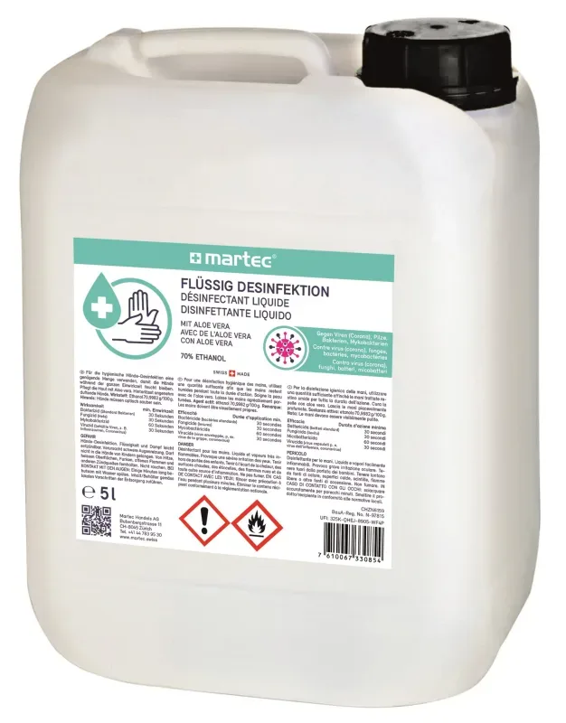 MARTEC Desinfektionsmittel 5lt 33085 Fl&uuml;ssig, mit Aloe-Vera