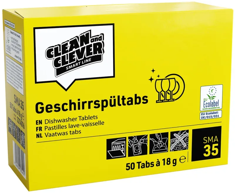 CLEAN AND CLEVER Geschirrsp&uuml;ltabs SMA35 39795 50 Tabs &agrave; 18g