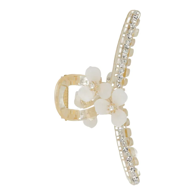 Trisa Accessoires Klemme mit Strass und Blumen Ivory 12.5 x 5 cm