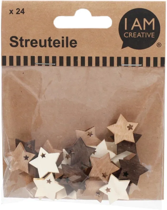 I AM CREATIVE Streuteile Stern 2cm 4501.28 naturmix 24 St&uuml;ck