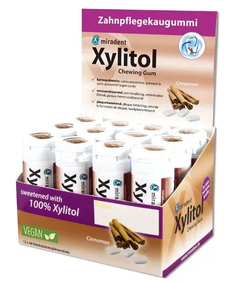 Miradent Xylitol Zimt, Display 12 Dosen &agrave; 30 Stk.