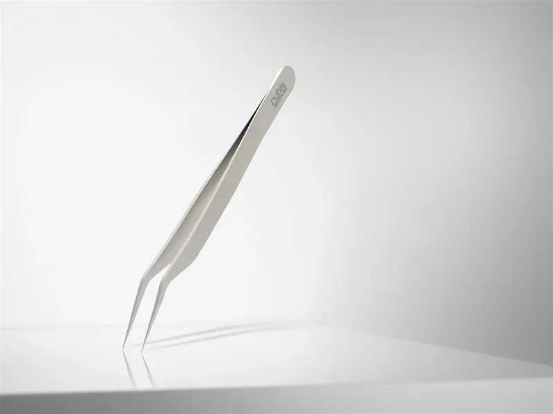 Rubis Pinzette f&uuml;r Wimpern, angewinkelt, Inox
