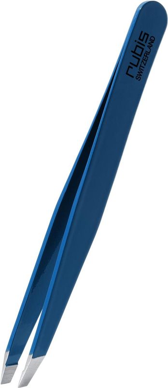 Rubis Pinzette schr&auml;g, blau, Inox