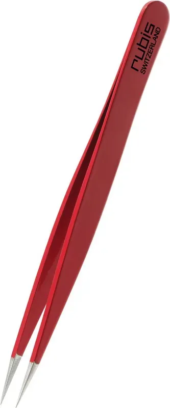 Rubis Pinzette spitz, rot, Inox