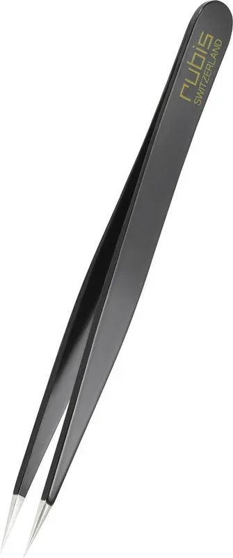 Rubis Pinzette spitz, Inox, schwarz