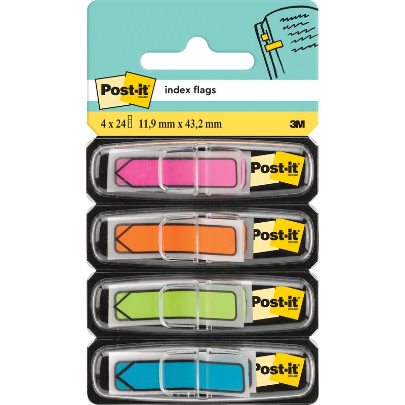 3M Haftmarker 7000144925 4 Block/Pack. Pink, Orange, Limonengrün, Aquablau