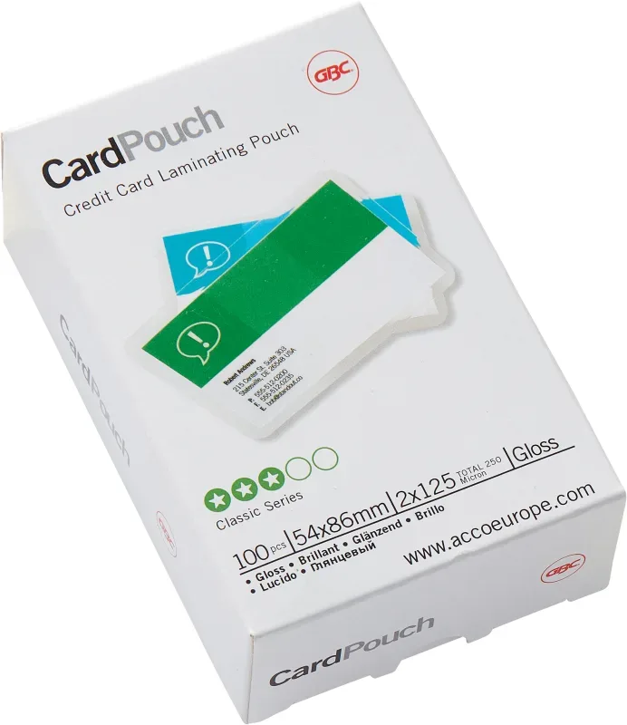 GBC Laminiertasche 54&times;86mm 3740300 glanz, 125my 100 Stk