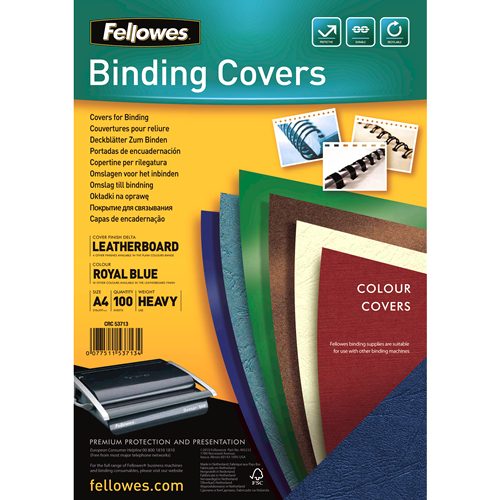 FELLOWES Lederstruktur Cover A4 5371305 blau 100 St&uuml;ck