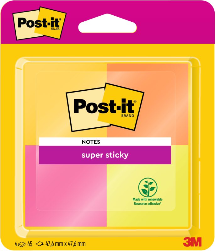 POST-IT Block Super Sticky Cape Town 6910SSYP 4-farbig, 4x45Bl. 47.6x47.6mm