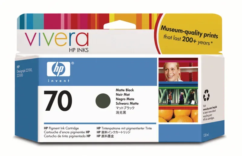 HP Tintenpatrone 70 schwarz matt C9448A DesignJet Z2100/3100 130ml