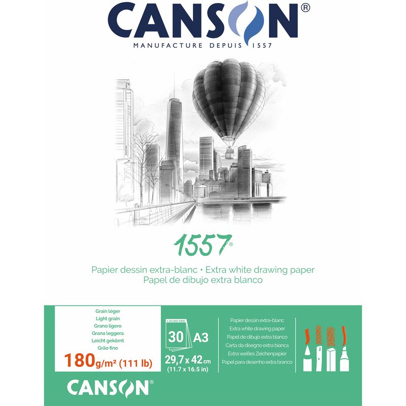 CANSON Skizzenblock 1557 A3 204127415 50 Blatt, geleimt, 180g