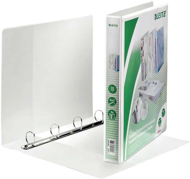 LEITZ Pr&auml;sentationsringbuch A4 42840001 weiss 4R 25mm
