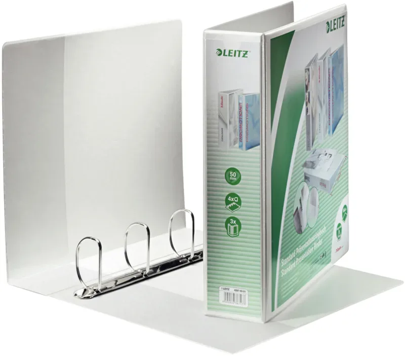 LEITZ Pr&auml;sentationsringbuch A4 42870001 weiss 4R 50mm