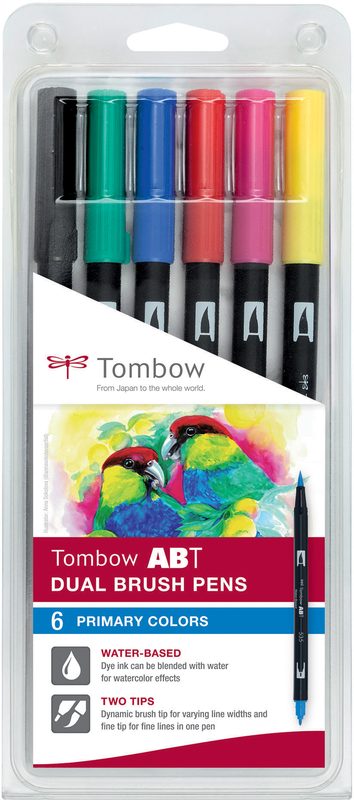 TOMBOW ABT Dual Brush Pen ABT-6P-1 6er Set Grundt&ouml;ne