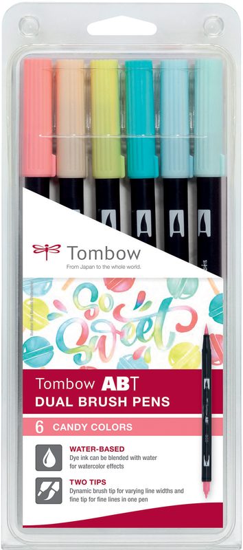 TOMBOW ABT Dual Brush Pen ABT-6P-4 Candy Colours 6 St&uuml;ck