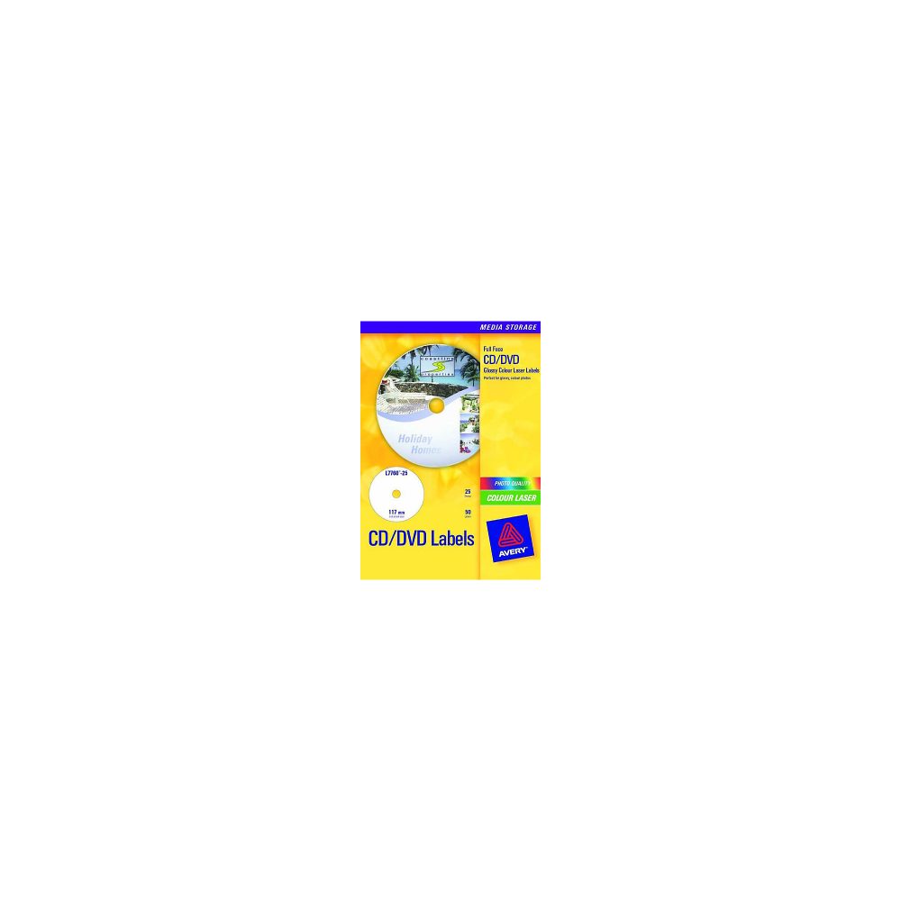 AVERY ZWECKFORM CD-Etiketten Supersize 117mm L7760-25 weiss, glossy 50 St&uuml;ck