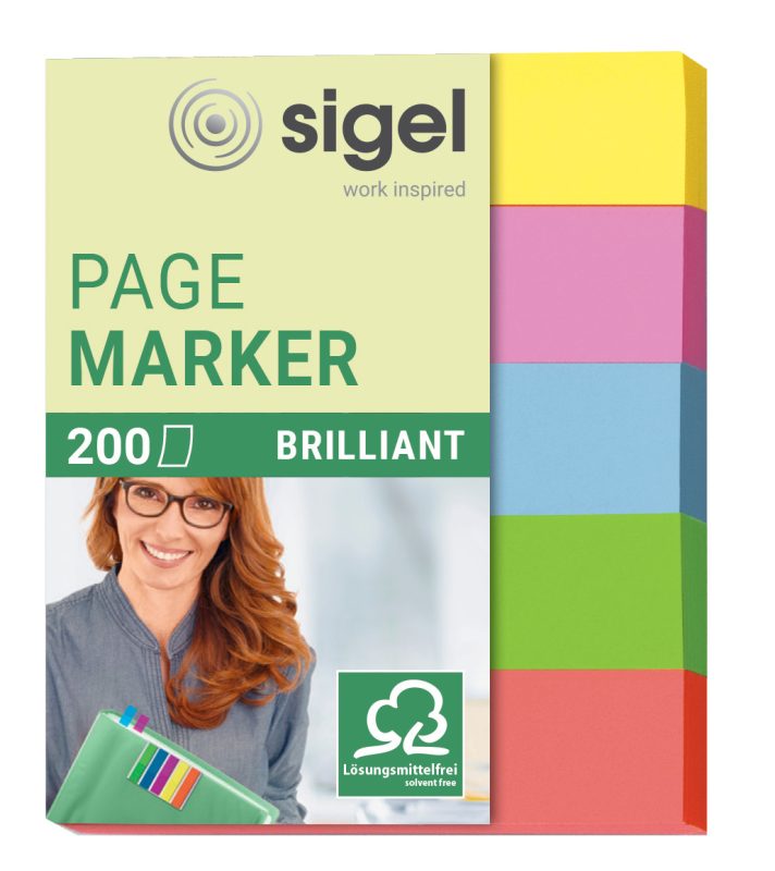 Sigel Haftmarker HN625 5 Block/Pack. Blau, Grün, Gelb, Orange, Pink