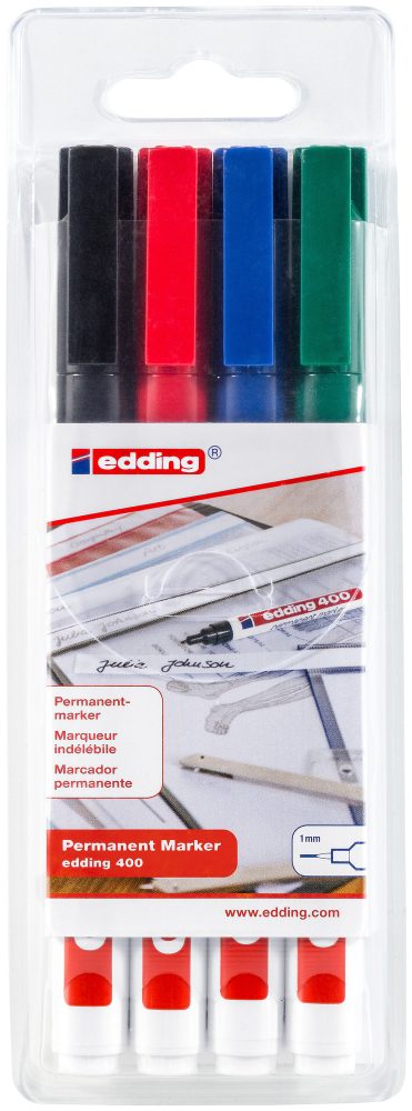 Edding Permanentmarker edding 400 Blau, Grün, Rot, Schwarz wasserfest: Ja 4-400-4