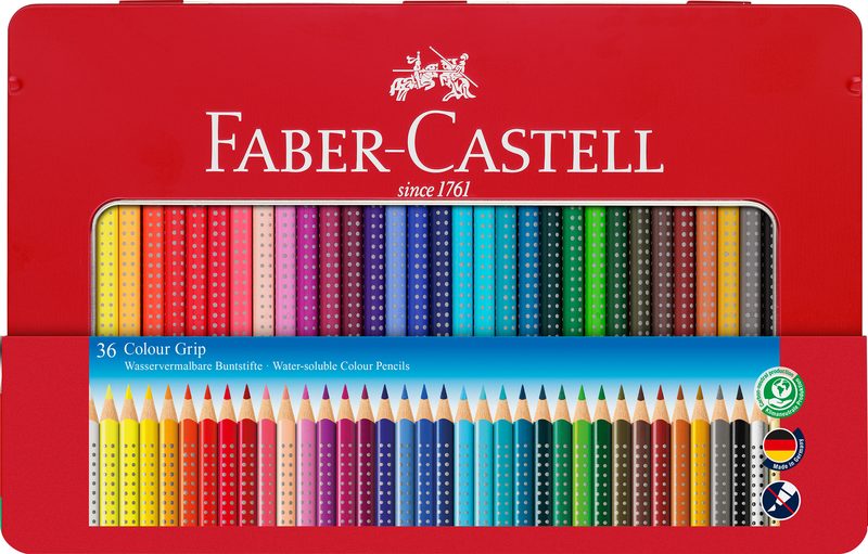 Faber-Castell Buntstifte-Set COLOUR GRIP mit 36 Farben im Metalletui