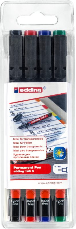 Edding Permanentmarker edding 140 S Schwarz, Rot, Blau, Grün wasserfest: Ja 04140-4000