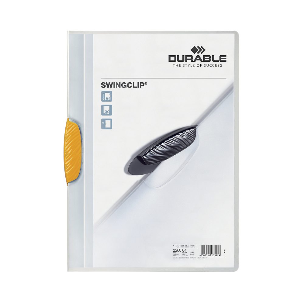 DURABLE Klemmhefter SWINGCLIP 2260/04 f&uuml;r 30 Blatt A4 gelb