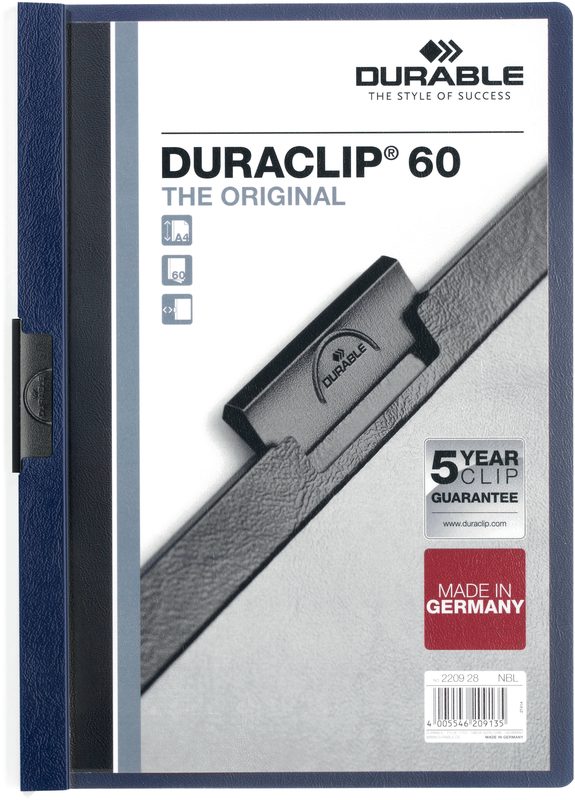 DURABLE Klemmhefter DURACLIP 60 2209/28 f&uuml;r 60 Blatt A4 nachtblau