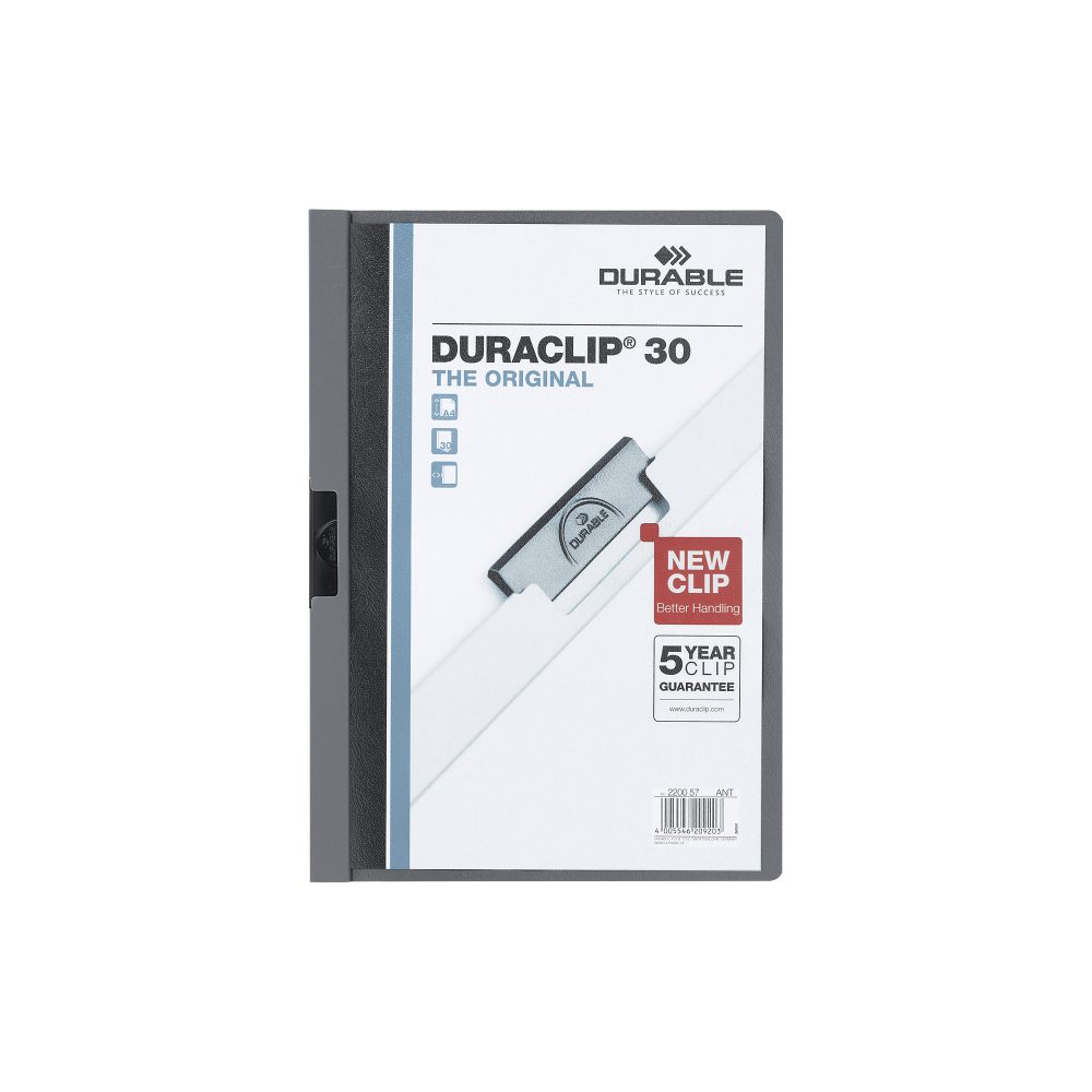 DURABLE Klemmhefter DURACLIP 30 2200/57 f&uuml;r 30 Blatt A4 anthrazit