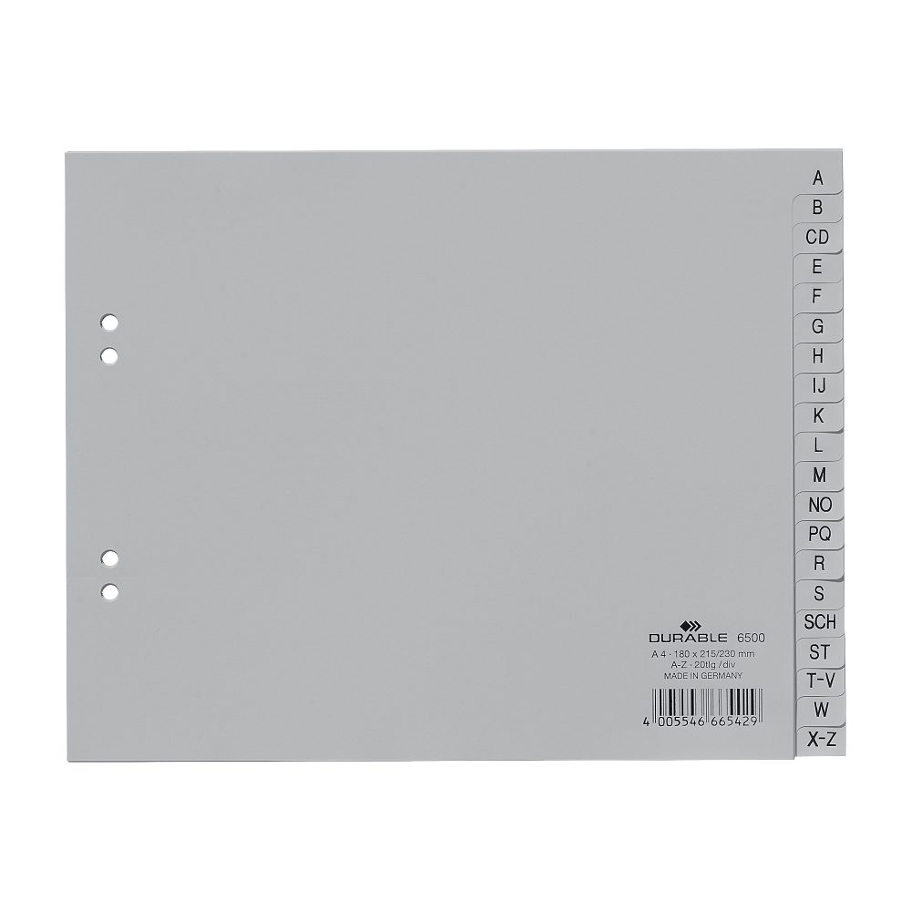 DURABLE Register PP grau A4 6500 10 A-Z teildeckend