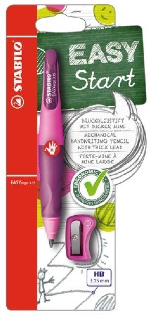 STABILO® Druckbleistift EASYERGO 3.15 mit Spitzer für Rechtshänder in pink/lila