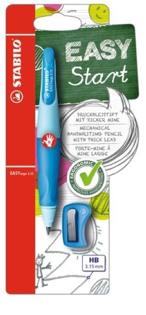 STABILO® Druckbleistift EASYERGO 3.15 mit Spitzer für Rechtshänder in hellblau/dunkelblau