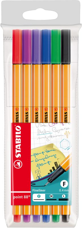 STABILO® Fineliner Etui mit 6 Farben in bunt