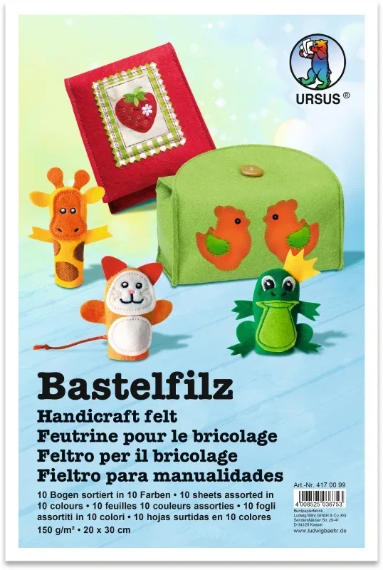 URSUS Bastelfilz 20x30cm 4170099 10 Farben ass.