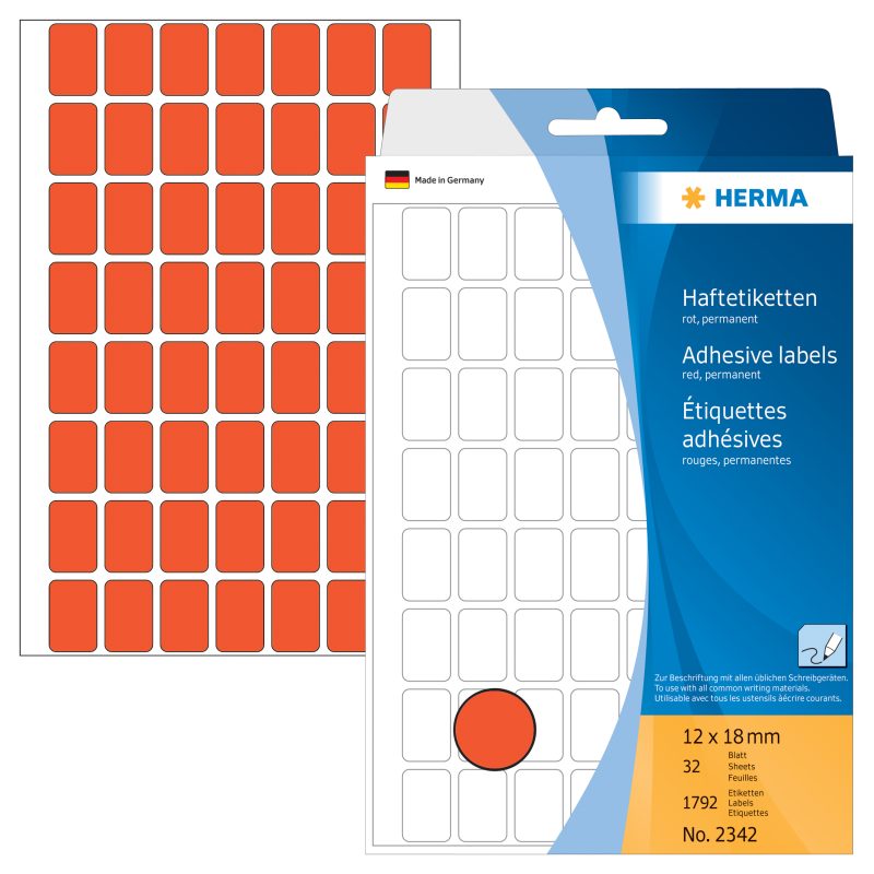 HERMA Etiketten 12&times;18mm 2342 rot 1792 St&uuml;ck