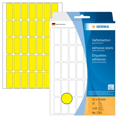 HERMA Etiketten 12&times;30mm 2351 gelb 1120 St&uuml;ck