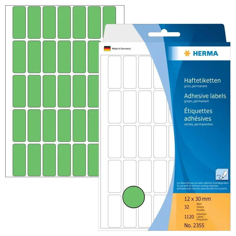 HERMA Etiketten 12&times;30mm 2355 gr&uuml;n 1120 St&uuml;ck