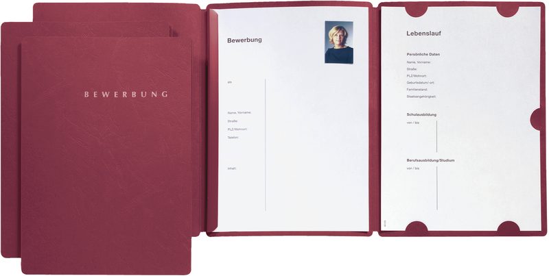 PAGNA Bewerbungsmappe Select 22016-01 rot 3 St&uuml;ck