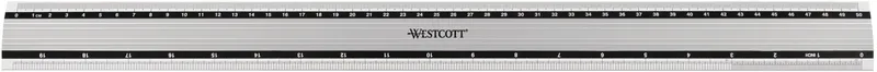 WESTCOTT Aluminium Lineal 50cm E-1019300 cm/inch Scala