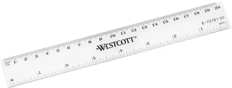 WESTCOTT Kunststofflineal 20cm E-1018100 cm/inch Skala