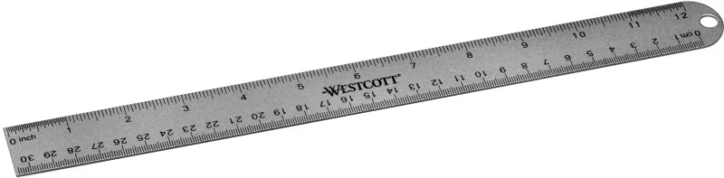 WESTCOTT Aluminium Lineal 30cm E-1417600 cm/inch Scala