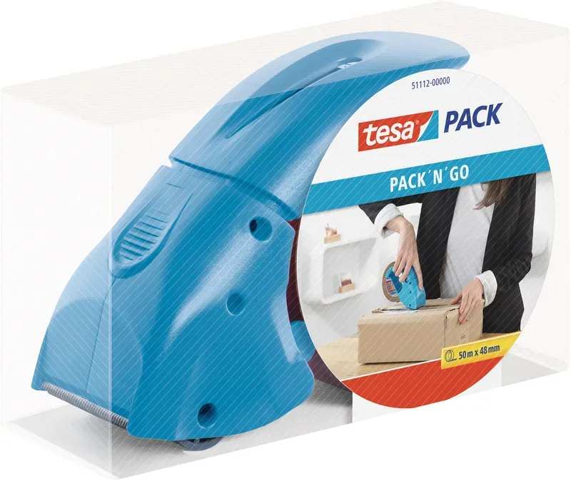 TESA Pack Dispenser 50mx48mm 511120000 Pack'n'go blau