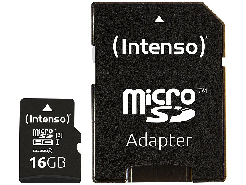 INTENSO Micro SDHC Card PRO 16GB 3433470 with adapter, UHS-I