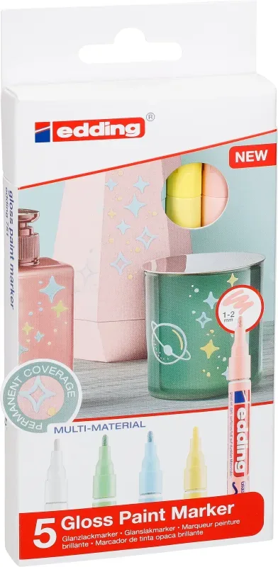 EDDING Gloss Paintmarker 751 1-2mm 751-E5-pas pastell 5 St&uuml;ck