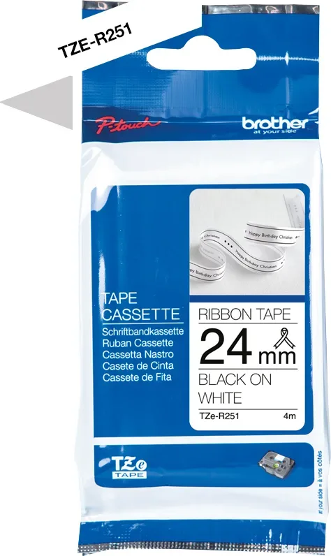 PTOUCH Band schwarz/weiss TZE-R251 Tze Ger&auml;te 24mm