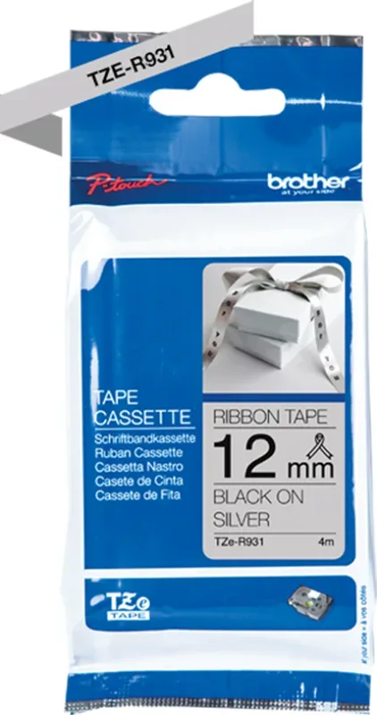 PTOUCH Band silber/schwarz TZE-R931 Tze Ger&auml;te 12-36mm