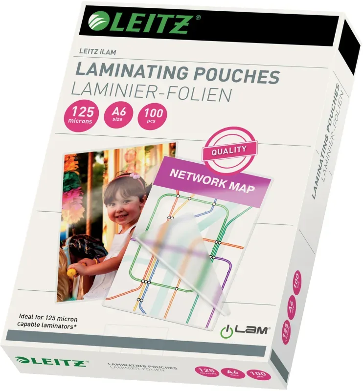 LEITZ Laminiertasche A6 33806 glanz, 125my 100 Stk